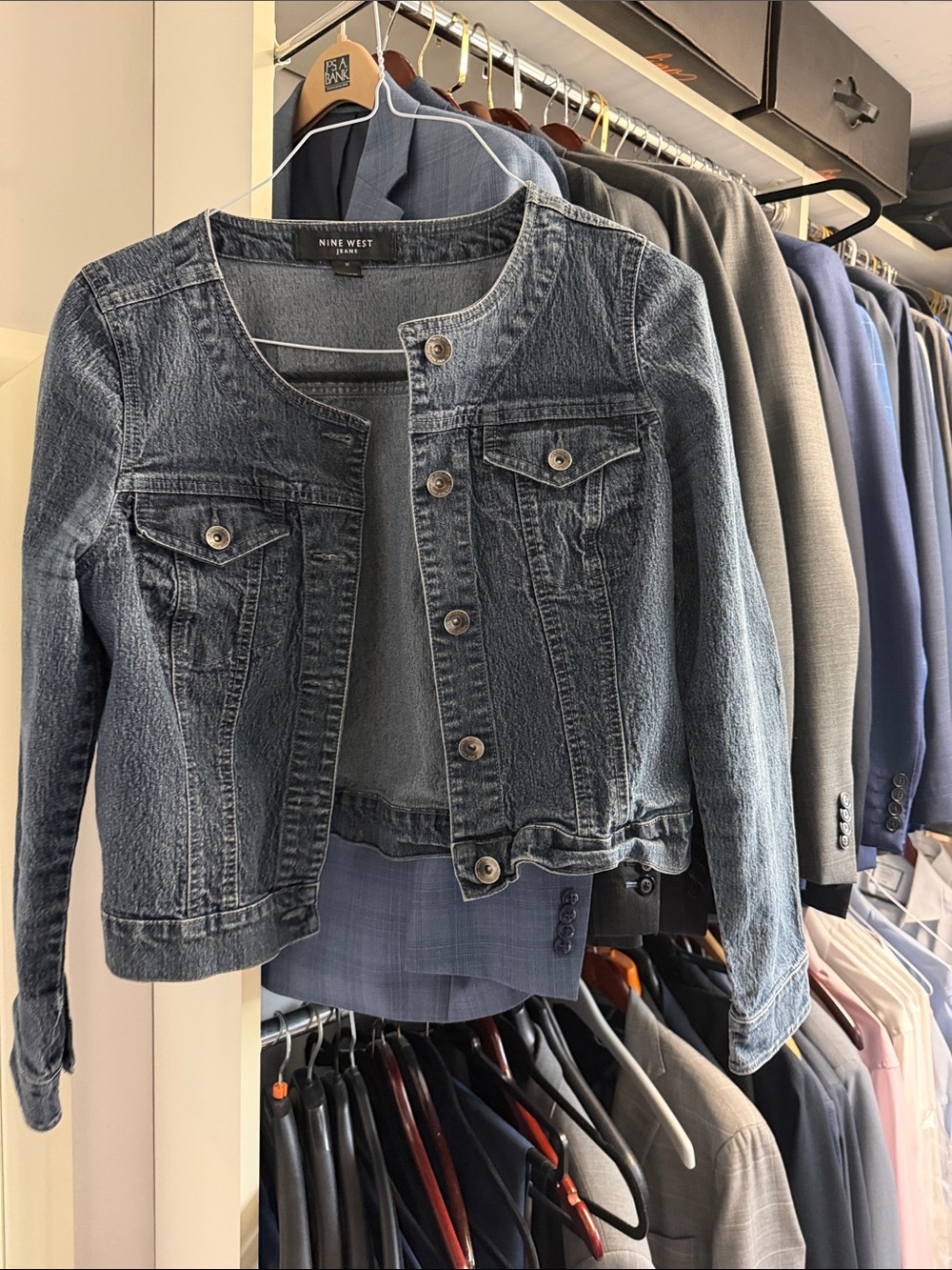 Nine West Washed Blue Cropped Denim Jacket